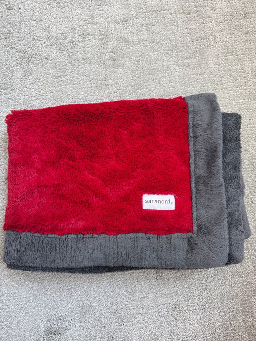 Saranoni Plush Red & Gray Toddler Baby Blanket
